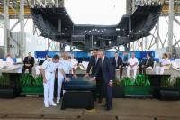 Cerimnia solene comemora concluso da base da primeira fragata da Marinha em construo em Itaja