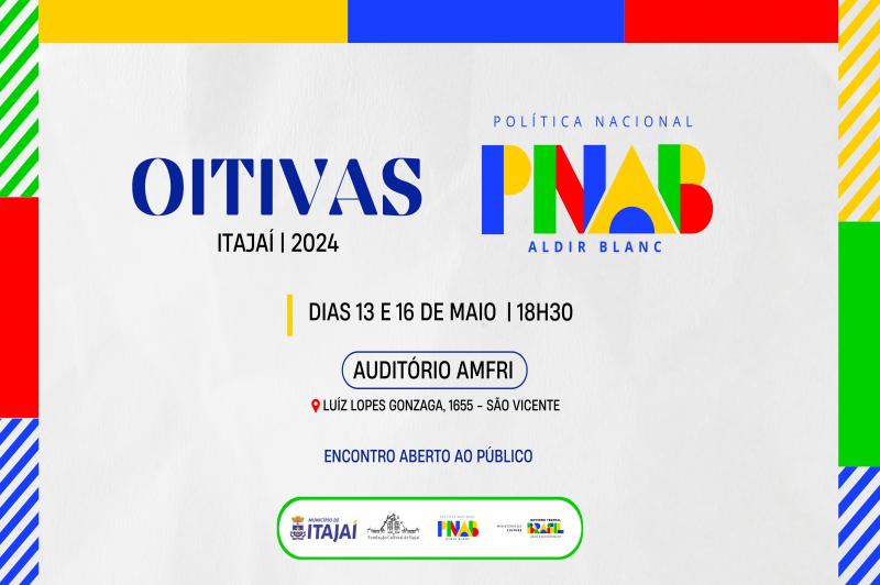 Itajaí promove oitivas da Política Nacional Aldir Blanc nos dias 13 e 16 de maio